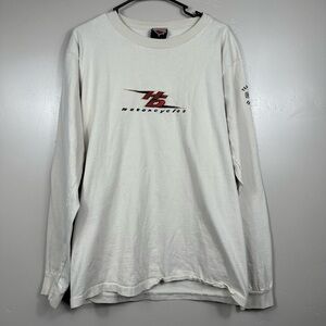 Vintage Harley Davidson Men’s Long Sleeve Embroidered Shirt White Size Medium